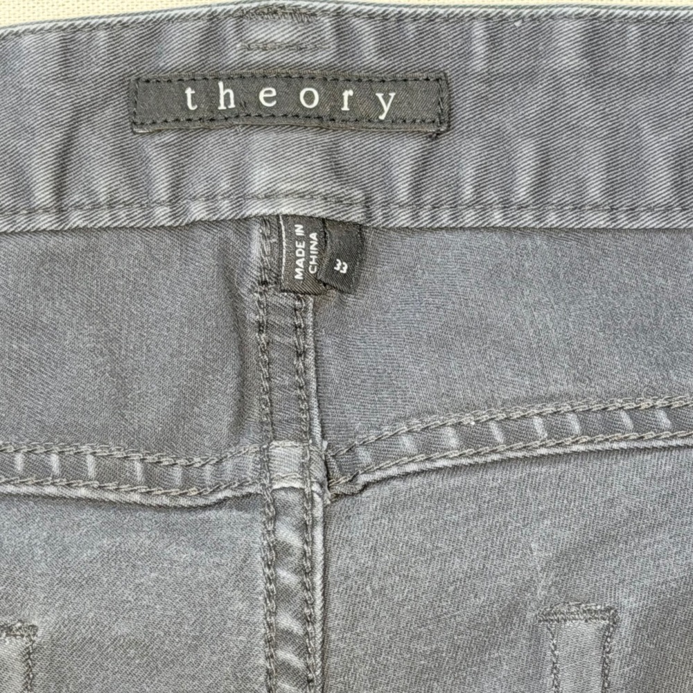 Theory Haydin Writer Pants Mens 33 Dark Grey Slim Fit Stretch Cotton - Picture 3 of 8